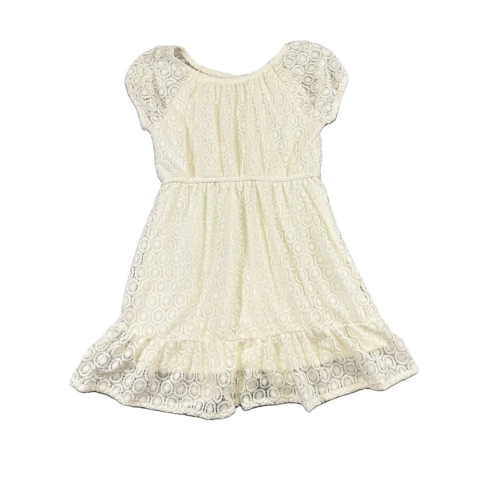 Wallflower Girl Ivory Lace Overlay Flutter Dress Size M 10/12 Preppy Formal